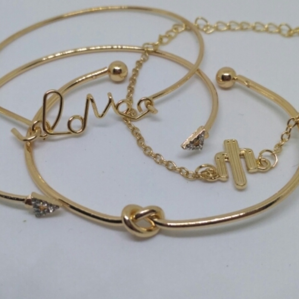 LAST SET!!! GOLD Tone 4 Set Boho Cactus Love Knot - Picture 6 of 7